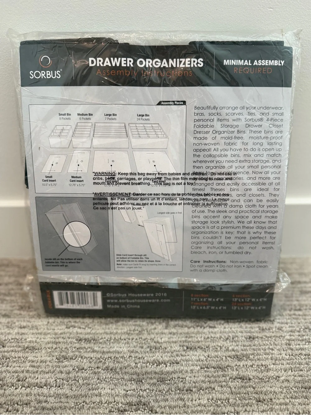 NEW! 4-Piece Drawer Organizers Storage Set